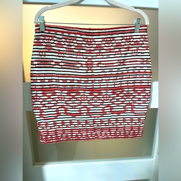 THML Red and White Mini Pencil Skirt for Night Out - Picture 3 of 7